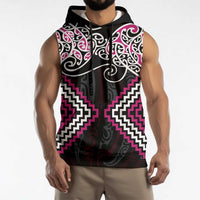 Pink Aotearoa Tukutuku Manawa Tapu Sleeveless Hoodie Ta Moko Toi Maori - Polynesian Pride