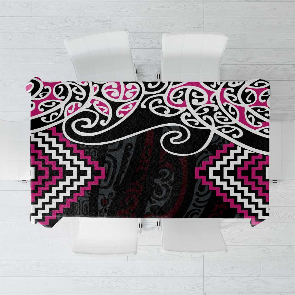 Pink Aotearoa Tukutuku Manawa Tapu Tablecloth Ta Moko Toi Maori