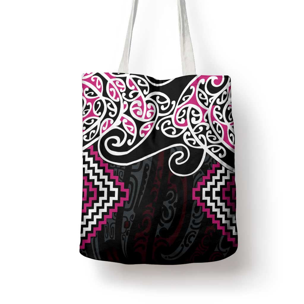 Pink Aotearoa Tukutuku Manawa Tapu Tote Bag Ta Moko Toi Maori - Polynesian Pride