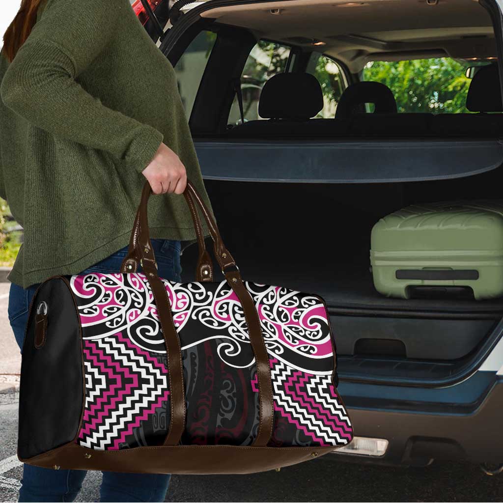 Pink Aotearoa Tukutuku Manawa Tapu Travel Bag Ta Moko Toi Maori - Polynesian Pride
