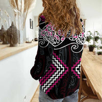 Pink Aotearoa Tukutuku Manawa Tapu Women Casual Shirt Ta Moko Toi Maori LT9 - Polynesian Pride
