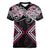 Pink Aotearoa Tukutuku Manawa Tapu Women V-Neck T-Shirt Ta Moko Toi Maori