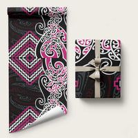 Pink Aotearoa Tukutuku Manawa Tapu Wrapping Paper Ta Moko Toi Maori - Polynesian Pride
