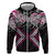 Pink Aotearoa Tukutuku Manawa Tapu Zip Hoodie Ta Moko Toi Maori