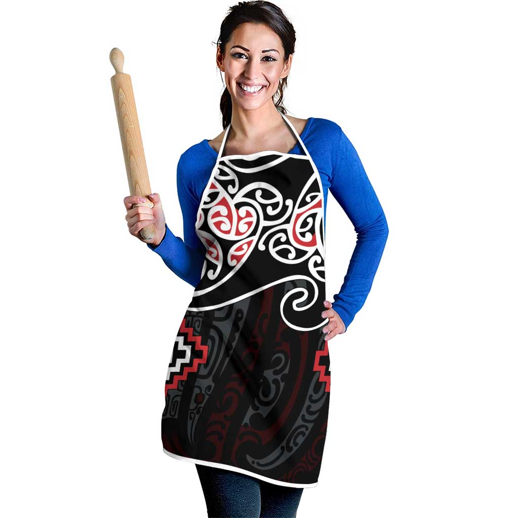 Red Aotearoa Tukutuku Manawa Tapu Apron Ta Moko Toi Maori - Polynesian Pride