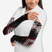 Red Aotearoa Tukutuku Manawa Tapu Arm Sleeves Ta Moko Toi Maori - Polynesian Pride