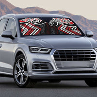 Red Aotearoa Tukutuku Manawa Tapu Auto Sun Shade Ta Moko Toi Maori LT9 - Polynesian Pride
