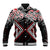 Red Aotearoa Tukutuku Manawa Tapu Baseball Jacket Ta Moko Toi Maori