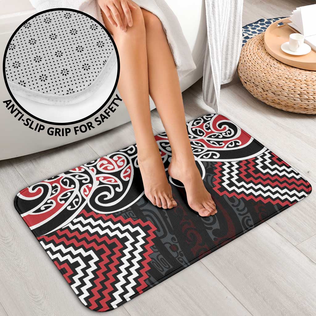 Red Aotearoa Tukutuku Manawa Tapu Bathroom Set Ta Moko Toi Maori - Polynesian Pride