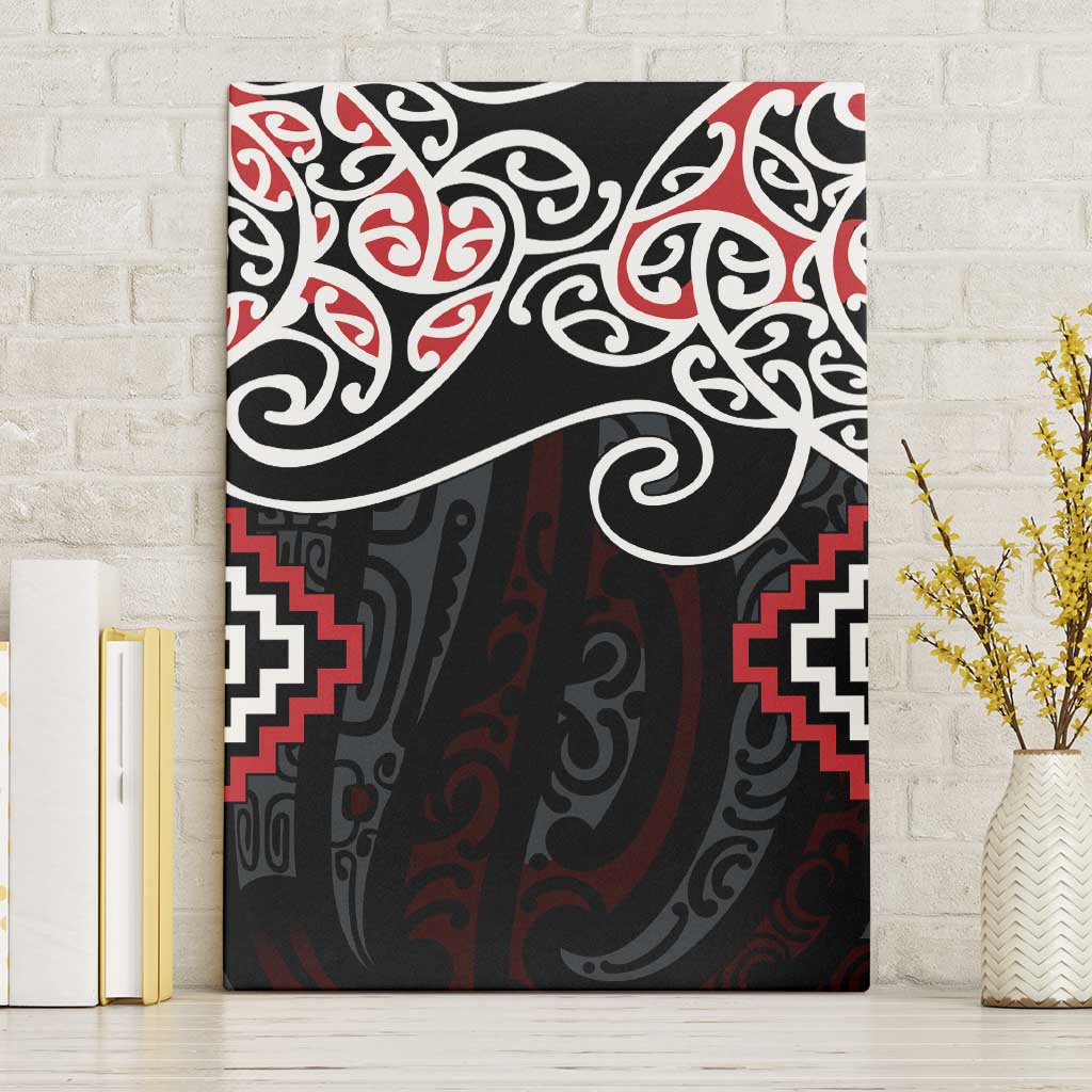 Red Aotearoa Tukutuku Manawa Tapu Canvas Wall Art Ta Moko Toi Maori