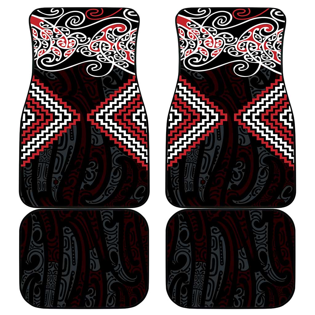 Red Aotearoa Tukutuku Manawa Tapu Car Mats Ta Moko Toi Maori