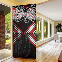 Red Aotearoa Tukutuku Manawa Tapu Door Cover Ta Moko Toi Maori - Polynesian Pride