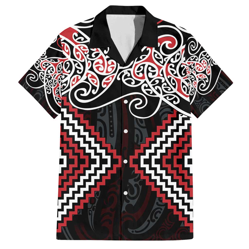 Red Aotearoa Tukutuku Manawa Tapu Family Matching Off Shoulder Maxi Dress and Hawaiian Shirt Ta Moko Toi Maori