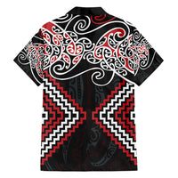 Red Aotearoa Tukutuku Manawa Tapu Family Matching Tank Maxi Dress and Hawaiian Shirt Ta Moko Toi Maori