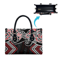 Red Aotearoa Tukutuku Manawa Tapu Leather Bag Ta Moko Toi Maori - Polynesian Pride