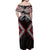 Red Aotearoa Tukutuku Manawa Tapu Off Shoulder Maxi Dress Ta Moko Toi Maori