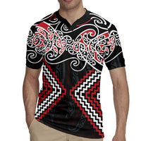 Red Aotearoa Tukutuku Manawa Tapu Rugby Jersey Ta Moko Toi Maori