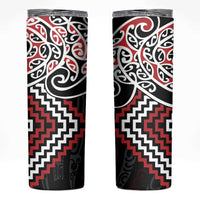 Red Aotearoa Tukutuku Manawa Tapu Skinny Tumbler Ta Moko Toi Maori LT9 Red - Polynesian Pride