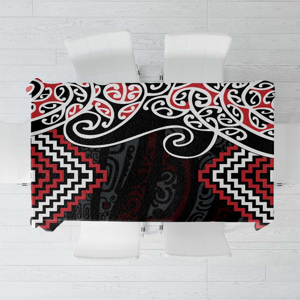 Red Aotearoa Tukutuku Manawa Tapu Tablecloth Ta Moko Toi Maori