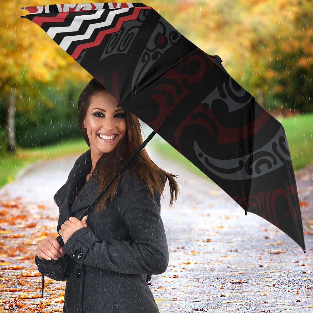 Red Aotearoa Tukutuku Manawa Tapu Umbrella Ta Moko Toi Maori - Polynesian Pride