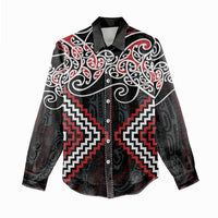 Red Aotearoa Tukutuku Manawa Tapu Women Casual Shirt Ta Moko Toi Maori LT9 - Polynesian Pride