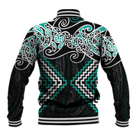 Turquoise Aotearoa Tukutuku Manawa Tapu Baseball Jacket Ta Moko Toi Maori LT9 - Polynesian Pride