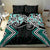 Turquoise Aotearoa Tukutuku Manawa Tapu Bedding Set Ta Moko Toi Maori