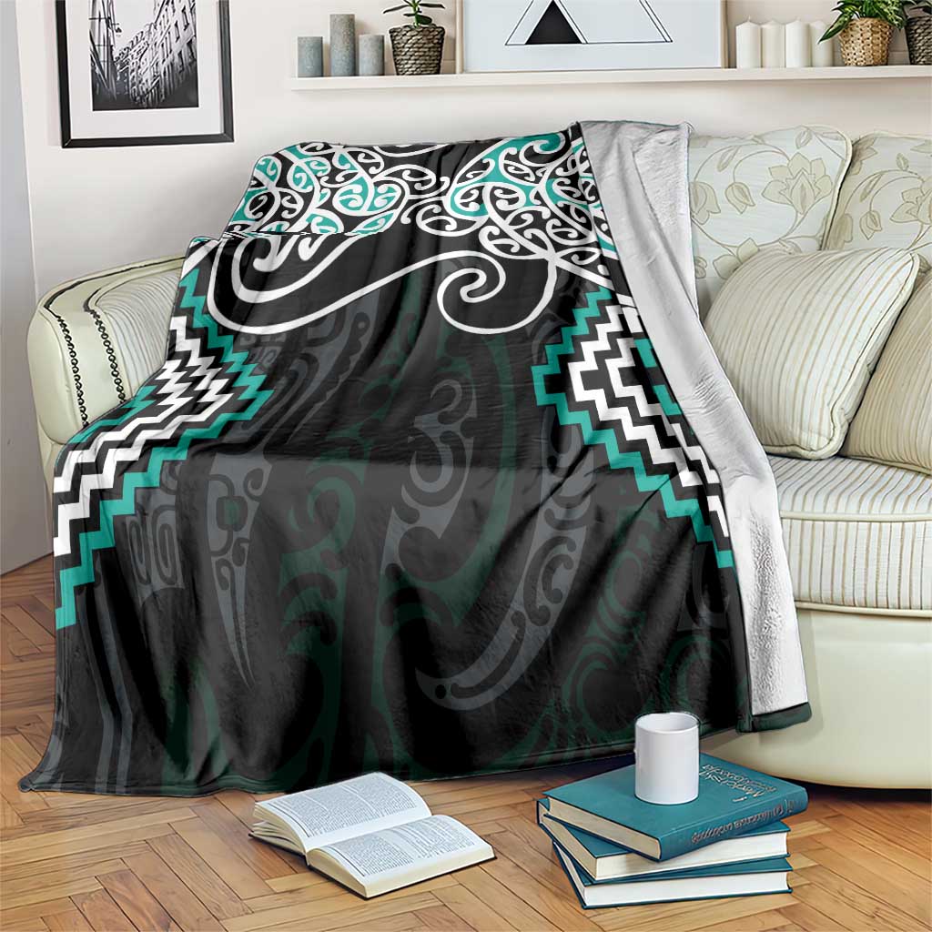 Turquoise Aotearoa Tukutuku Manawa Tapu Blanket Ta Moko Toi Maori