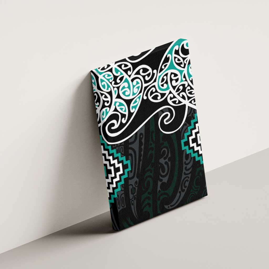 Turquoise Aotearoa Tukutuku Manawa Tapu Canvas Wall Art Ta Moko Toi Maori LT9 - Polynesian Pride