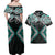 Turquoise Aotearoa Tukutuku Manawa Tapu Couples Matching Off Shoulder Maxi Dress and Hawaiian Shirt Ta Moko Toi Maori