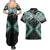 Turquoise Aotearoa Tukutuku Manawa Tapu Couples Matching Summer Maxi Dress and Hawaiian Shirt Ta Moko Toi Maori