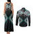 Turquoise Aotearoa Tukutuku Manawa Tapu Couples Matching Tank Maxi Dress and Long Sleeve Button Shirt Ta Moko Toi Maori