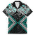 Turquoise Aotearoa Tukutuku Manawa Tapu Family Matching Long Sleeve Bodycon Dress and Hawaiian Shirt Ta Moko Toi Maori