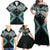 Turquoise Aotearoa Tukutuku Manawa Tapu Family Matching Off Shoulder Maxi Dress and Hawaiian Shirt Ta Moko Toi Maori