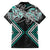 Turquoise Aotearoa Tukutuku Manawa Tapu Family Matching Off Shoulder Maxi Dress and Hawaiian Shirt Ta Moko Toi Maori