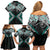 Turquoise Aotearoa Tukutuku Manawa Tapu Family Matching Off Shoulder Short Dress and Hawaiian Shirt Ta Moko Toi Maori