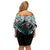 Turquoise Aotearoa Tukutuku Manawa Tapu Family Matching Off Shoulder Short Dress and Hawaiian Shirt Ta Moko Toi Maori