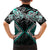 Turquoise Aotearoa Tukutuku Manawa Tapu Family Matching Short Sleeve Bodycon Dress and Hawaiian Shirt Ta Moko Toi Maori