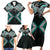 Turquoise Aotearoa Tukutuku Manawa Tapu Family Matching Short Sleeve Bodycon Dress and Hawaiian Shirt Ta Moko Toi Maori