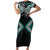 Turquoise Aotearoa Tukutuku Manawa Tapu Family Matching Short Sleeve Bodycon Dress and Hawaiian Shirt Ta Moko Toi Maori