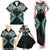 Turquoise Aotearoa Tukutuku Manawa Tapu Family Matching Tank Maxi Dress and Hawaiian Shirt Ta Moko Toi Maori