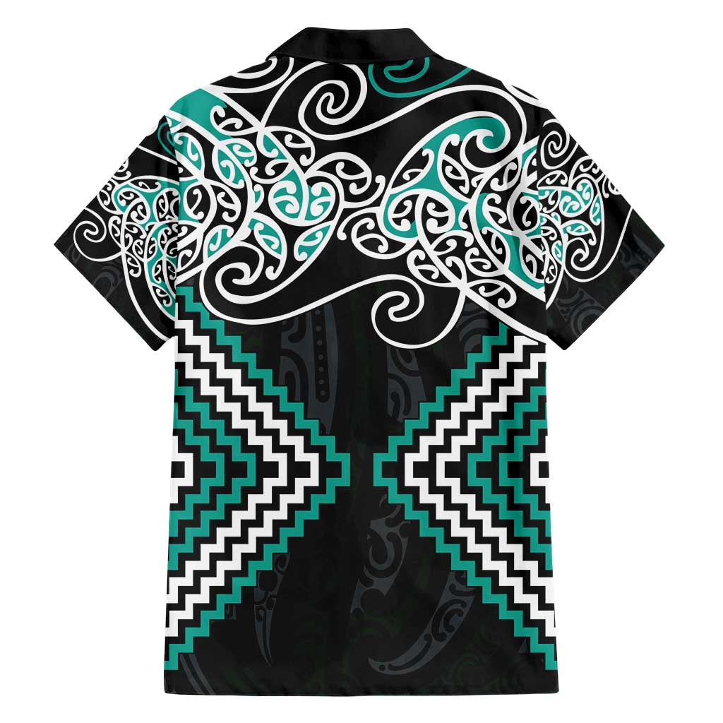 Turquoise Aotearoa Tukutuku Manawa Tapu Hawaiian Shirt Ta Moko Toi Maori