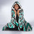 Turquoise Aotearoa Tukutuku Manawa Tapu Hooded Blanket Ta Moko Toi Maori