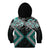 Turquoise Aotearoa Tukutuku Manawa Tapu Kid Hoodie Ta Moko Toi Maori