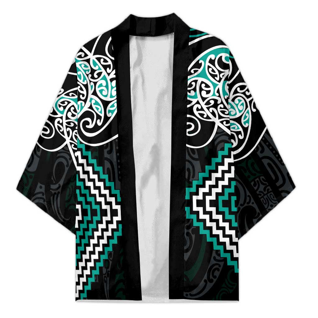 Turquoise Aotearoa Tukutuku Manawa Tapu Kimono Ta Moko Toi Maori - Polynesian Pride