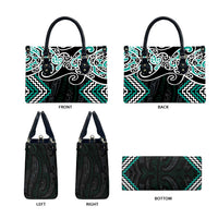 Turquoise Aotearoa Tukutuku Manawa Tapu Leather Bag Ta Moko Toi Maori - Polynesian Pride