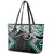 Turquoise Aotearoa Tukutuku Manawa Tapu Leather Tote Bag Ta Moko Toi Maori