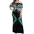 Turquoise Aotearoa Tukutuku Manawa Tapu Off Shoulder Maxi Dress Ta Moko Toi Maori