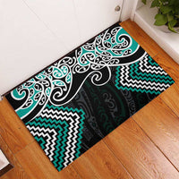 Turquoise Aotearoa Tukutuku Manawa Tapu Rubber Doormat Ta Moko Toi Maori LT9 - Polynesian Pride