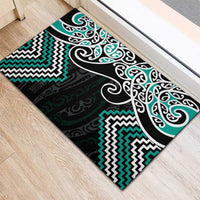 Turquoise Aotearoa Tukutuku Manawa Tapu Rubber Doormat Ta Moko Toi Maori LT9 - Polynesian Pride